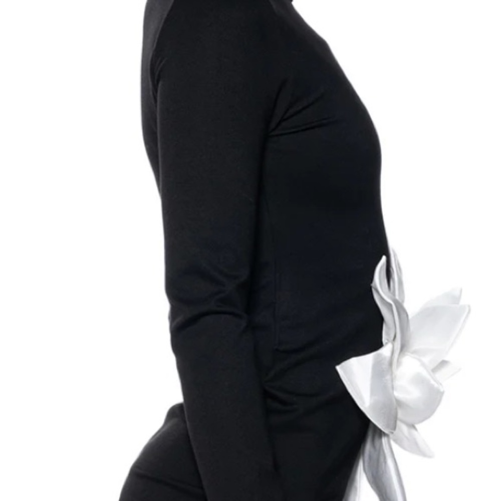 AKIRA Black Dress with White Floral Detail #86 - Picture 3 of 9